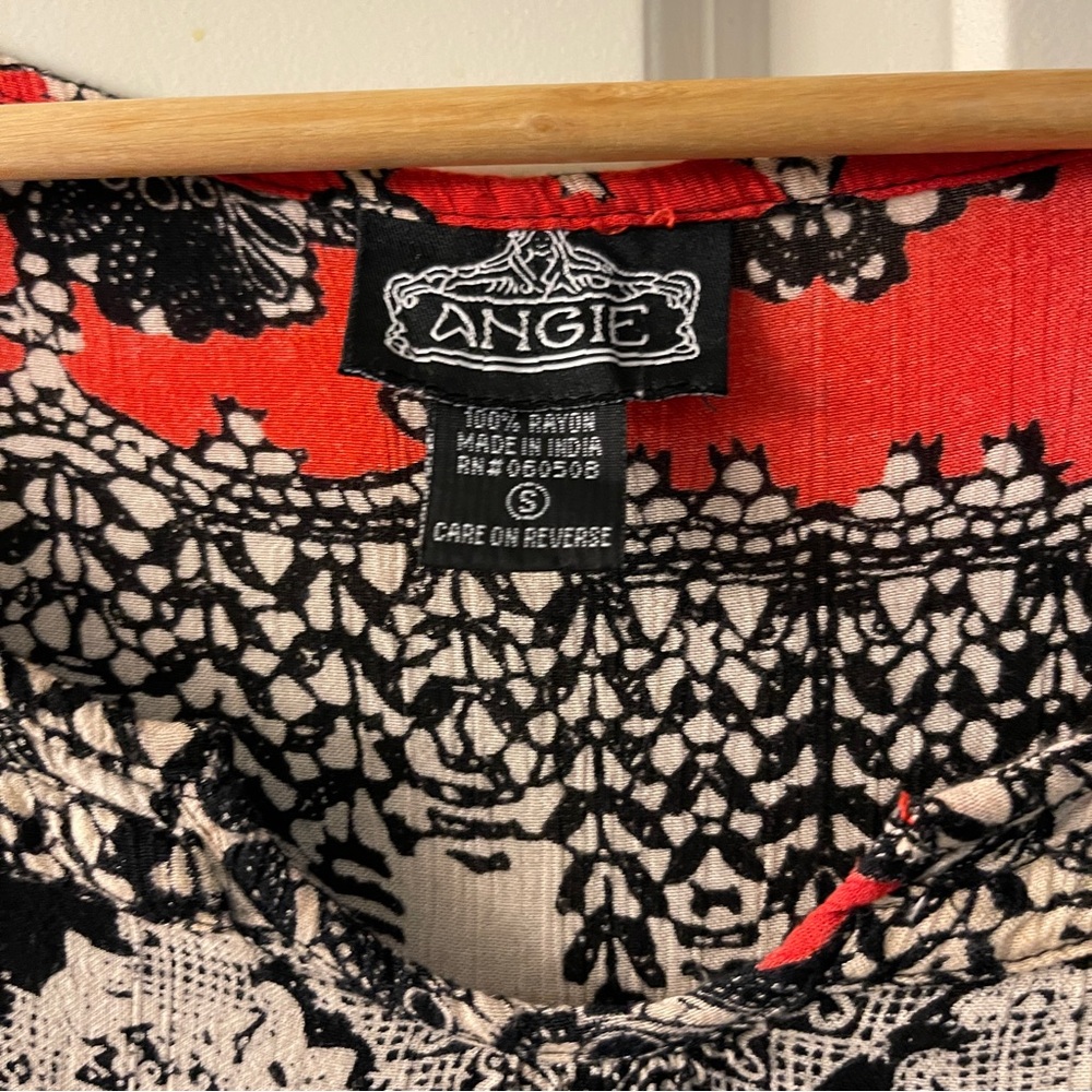Angie Vibrant Red and Black Lace Top